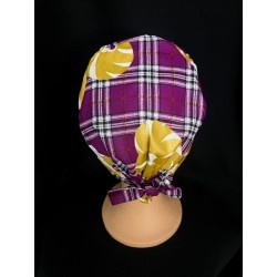 Calot médical bloc opératoire en coton – Motif Ecossais – Taille adulte unisexe