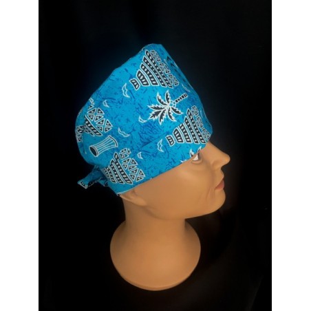 Calot médical bloc opératoire en coton – Motif wax Couleur Afrique – Taille adulte unisexe