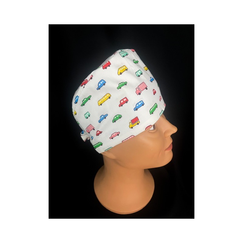 Calot médical bloc opératoire en coton – Motif Voitures | Le Monde du Calot