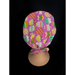 Calot médical en coton – Motif Œuf de Pâques – Taille adulte unisexe | Le Monde du Calot