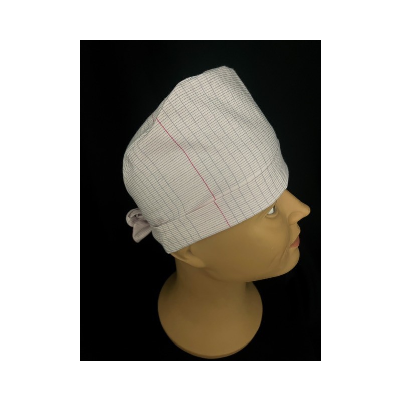 Calot médical bloc opératoire en coton – Motif Cahier Rose – Taille adulte unisexe