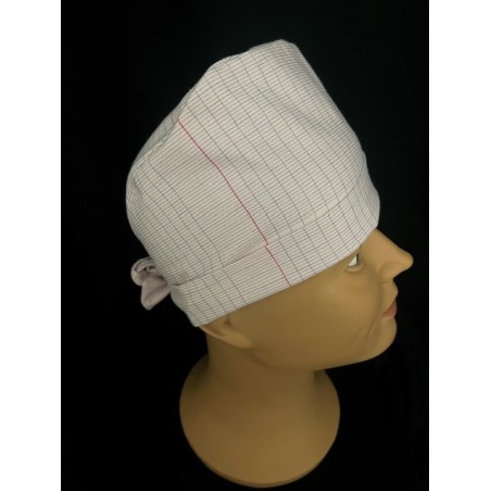 Calot médical bloc opératoire en coton – Motif Cahier Rose – Taille adulte unisexe